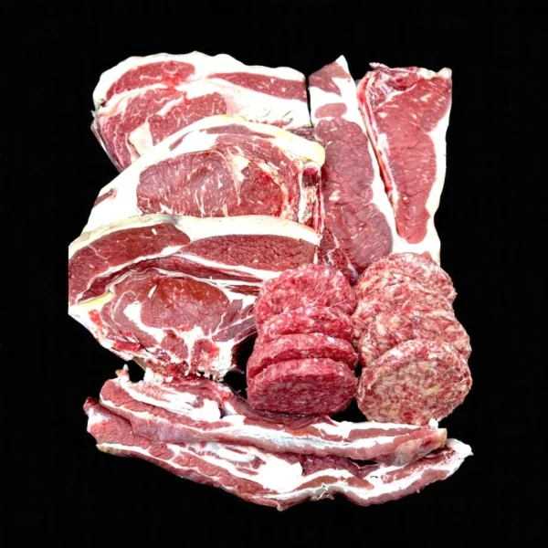 Pack carne premium para 12 personas con chuletones, entrecot y hamburguesas de ternera gourmet