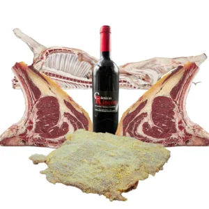 Pack gourmet de carne con medio lechazo, chuletones de vaca vieja, cachopos y vino Ribera del Duero de Cárnicas Rincón